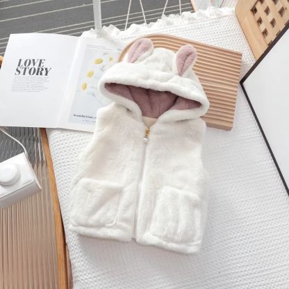 Baby Toddler Fleece Hooded Vest Outerwear - White - 8Y - image 8