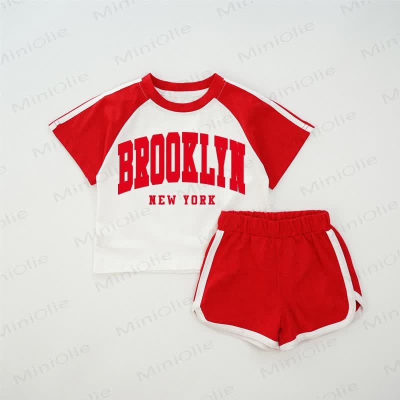 BROOKLYN NEW YORK Baby Red Raglan T-shirt Set - Red - 2-3T - image 1
