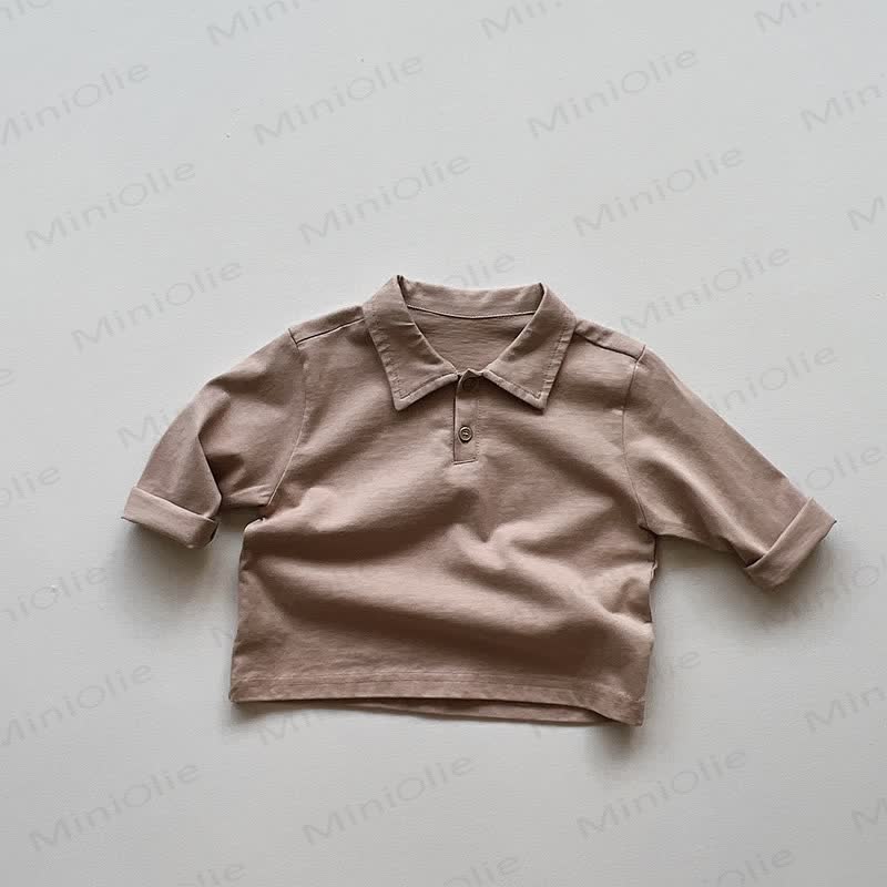 Kid Solid Color Polo Shirt - Khaki - 8Y - image 13