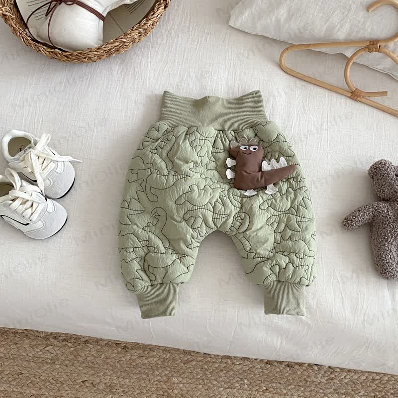 Baby Toddler Boy Dinosaur Quilted Jogger Pants - Green - 3-5T - image 4