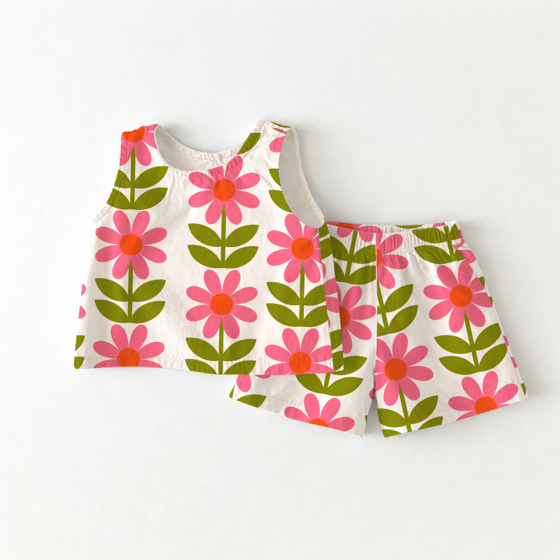 Baby Toddler Flower Sleeveless 2-piece Set - White - 2-3T - image 1