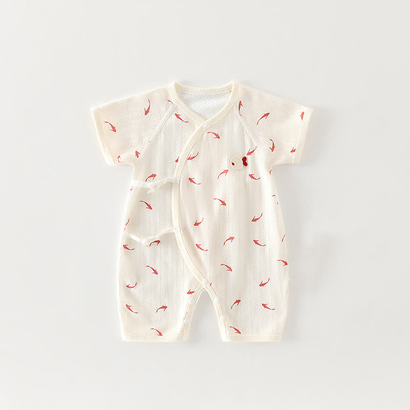 Baby Organic Cotton Wrap Short Sleeve Romper - White - 3-6M - image 4