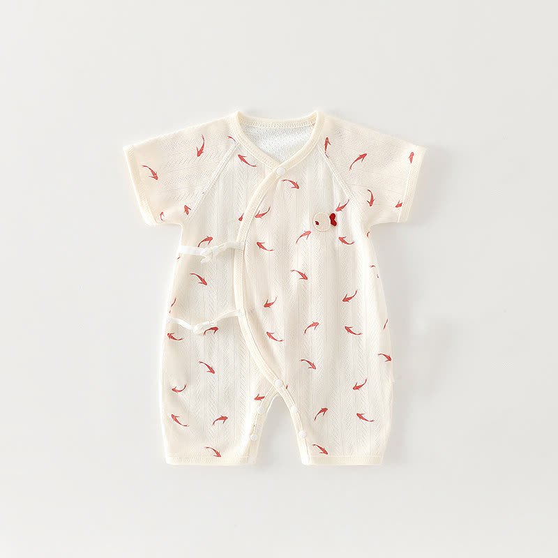 Baby Organic Cotton Wrap Short Sleeve Romper - White - 3-6M - image 4