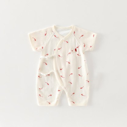 Baby Organic Cotton Wrap Short Sleeve Romper - White - 3-6M - image 4