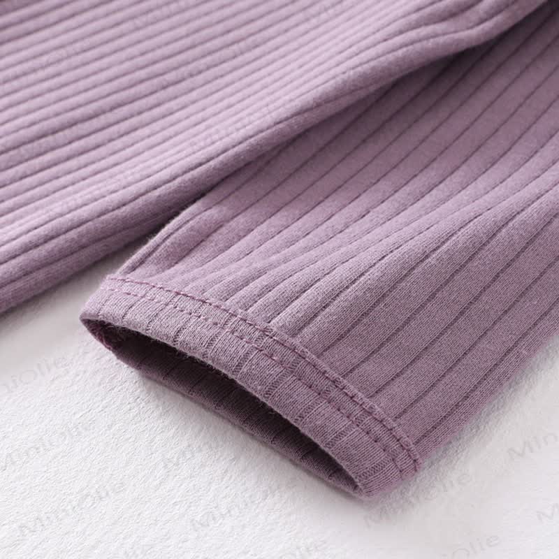 Baby Solid Color Ribbed Pajamas Romper - image 5