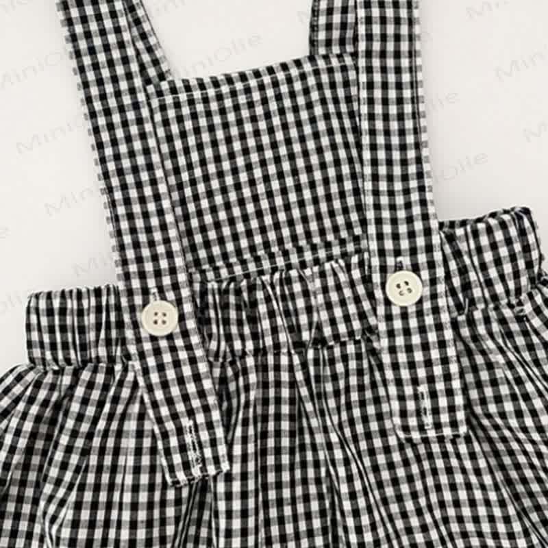 Toddler Baby Girls White Long Sleeve Top or Gingham Pinafore - image 7