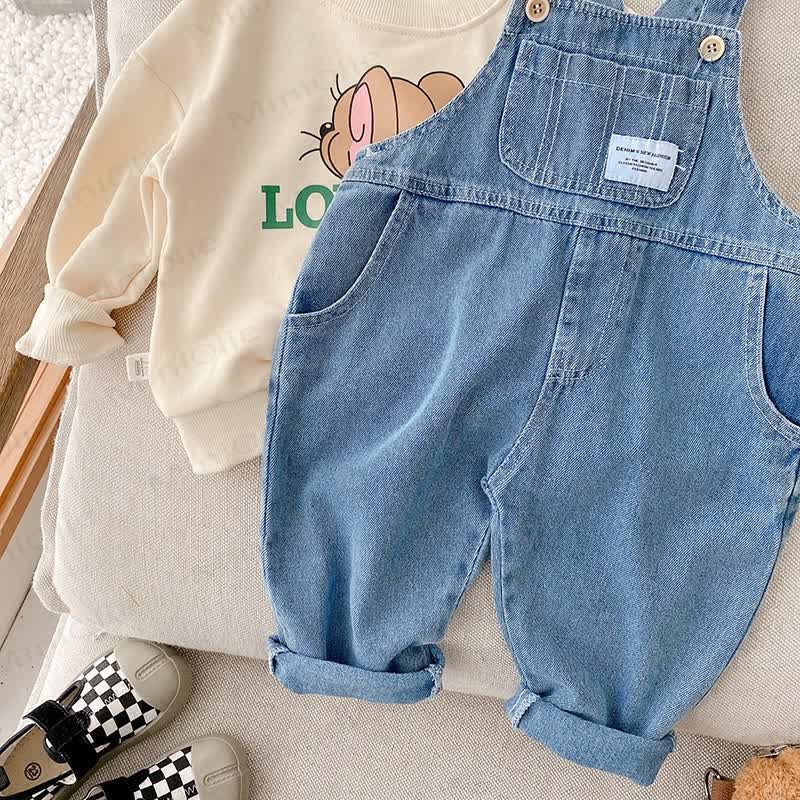 Toddler Patch Pocket Blue Denim Overalls - image 8