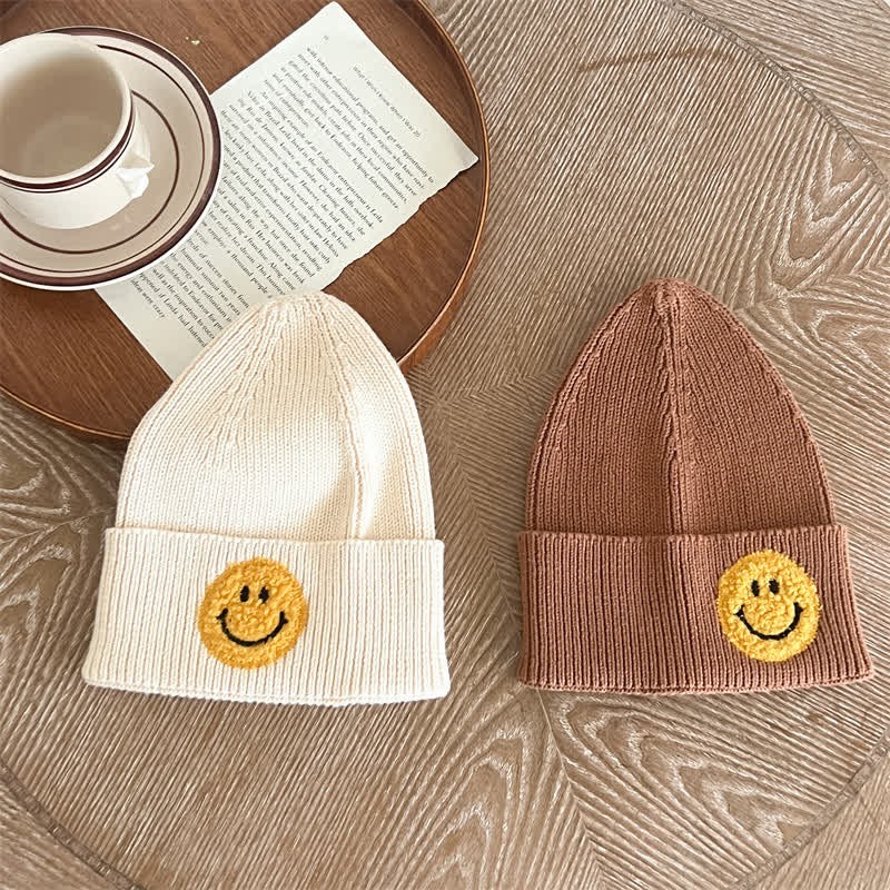 Baby Embroidered Smile Face Beanie - image 1