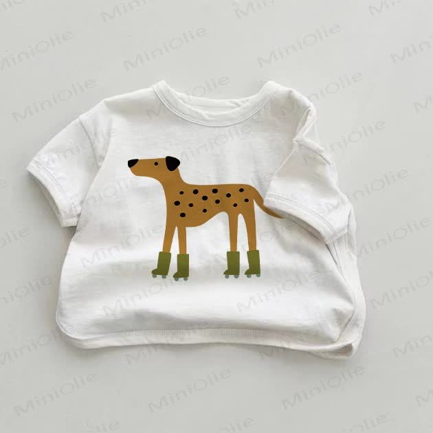 Baby Funny Dalmatian Wearing Roller Skates White T-shirt - White - 18-24M - image 1