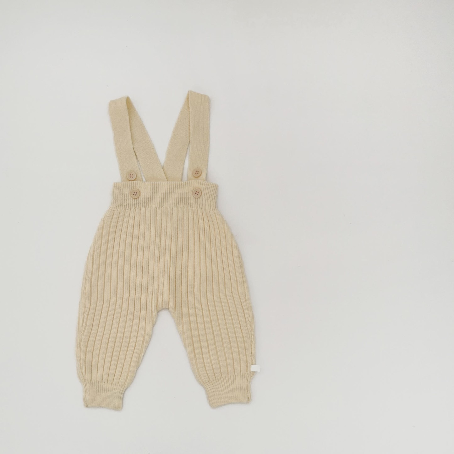 Baby Solid Color Knitted Overalls - Beige - 2-3T - image 10