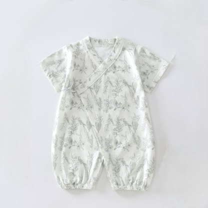 Baby Birds and Flowers Kimono Romper - Green - 12-18M - image 2