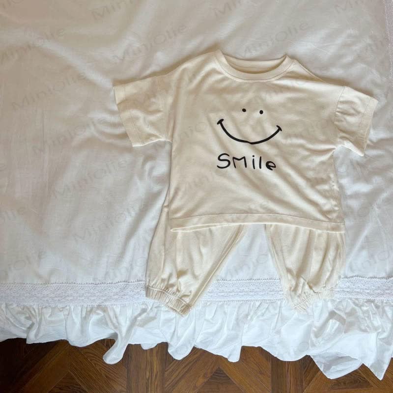 Toddler Soft Modal Smiley Face T-Shirt and Lounge Pants 2-piece Set - Apricot - 4-5T - image 4