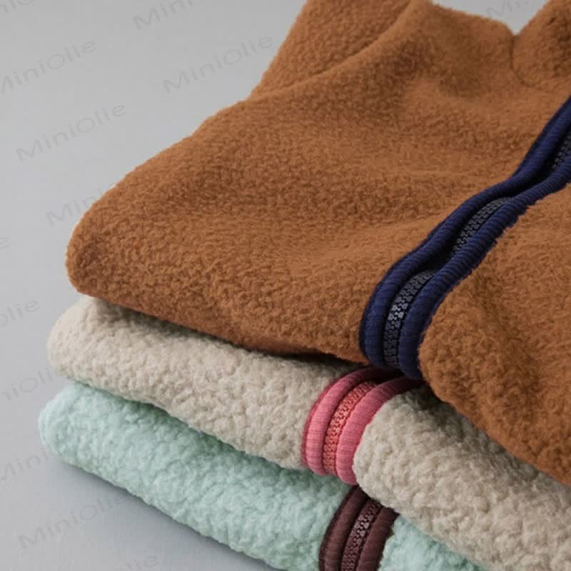 Baby Contrast Color Fleece Romper - image 3