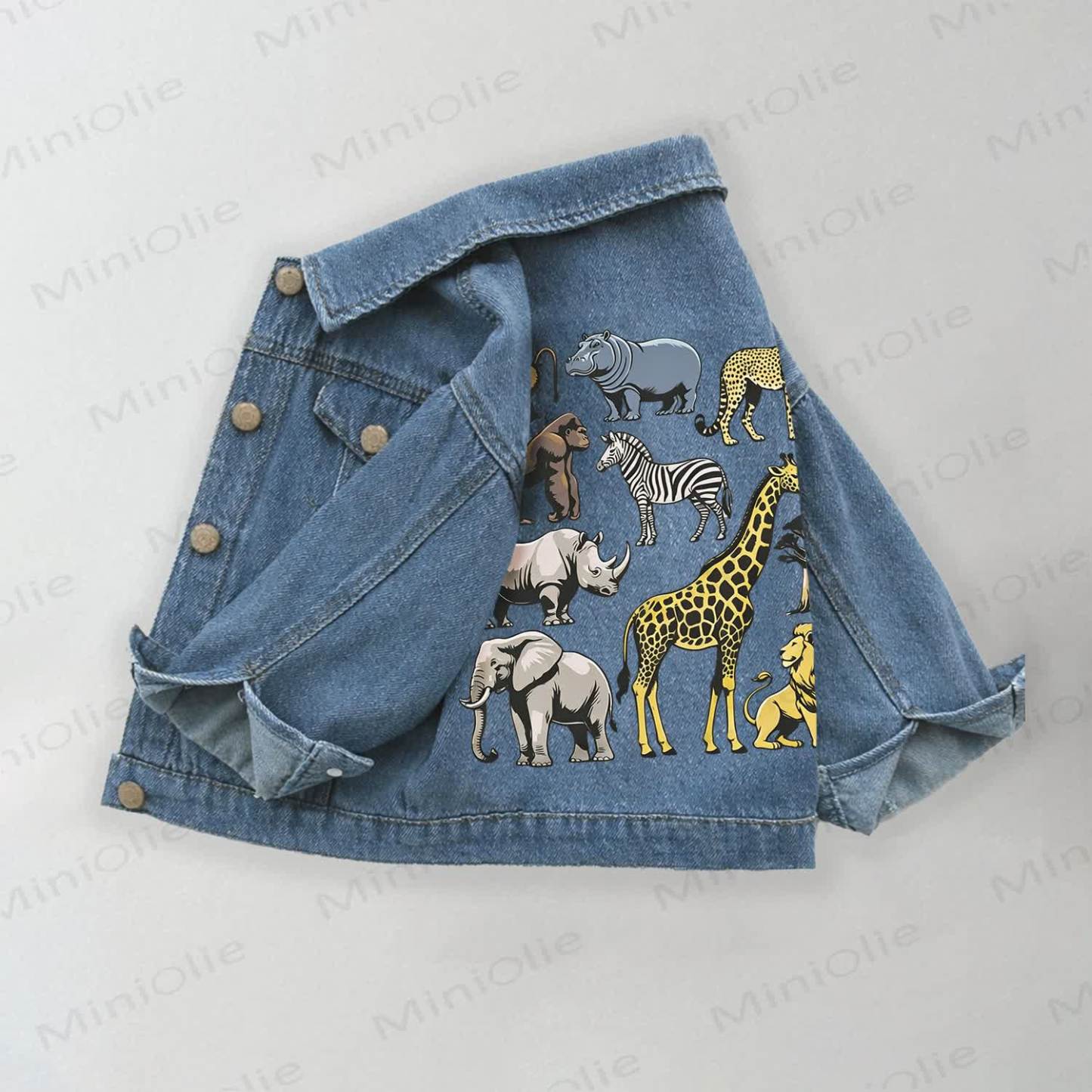 Toddler Kid Animals Print Denim Jacket - Blue - 10-11T - image 1