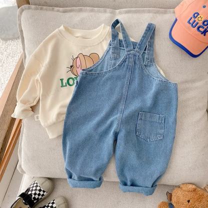Toddler Patch Pocket Blue Denim Overalls - image 3