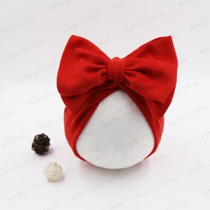 Baby Newborn Bow Solid Color Protector Hat - Red - image 3