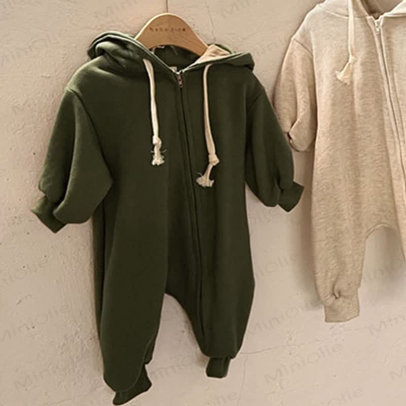Baby Solid Color Hooded Casual Romper - image 8
