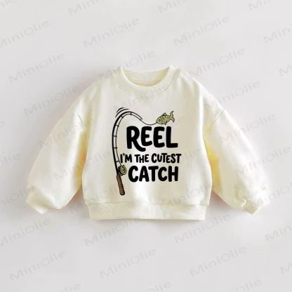 REEL I'M THE CUTEST CATCH Baby Toddler Sweatshirt - Cream - 3-5T - image 1