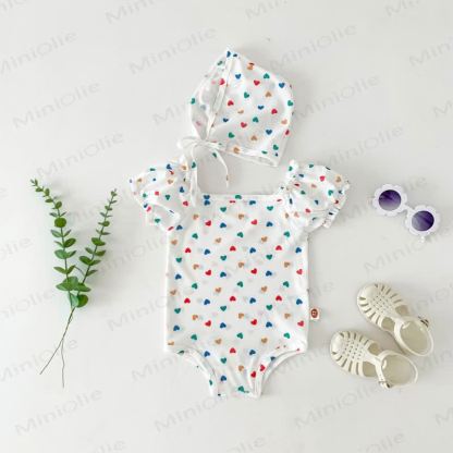 Baby Girl One-piece Swimsuit with Hat - image 12