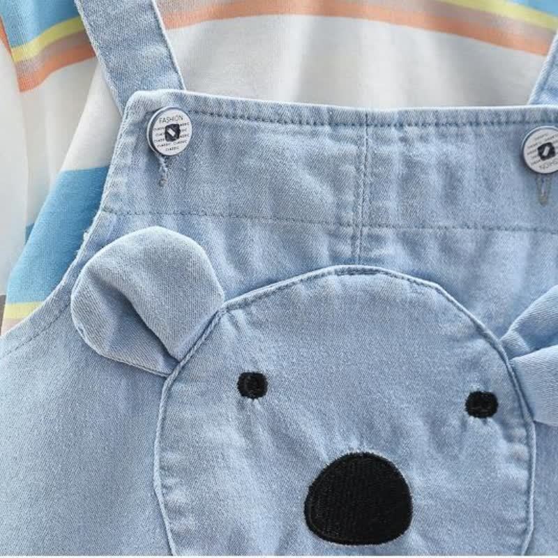 Baby Toddler Bear Striped Tee and Overalls 2-piece Set - image 8