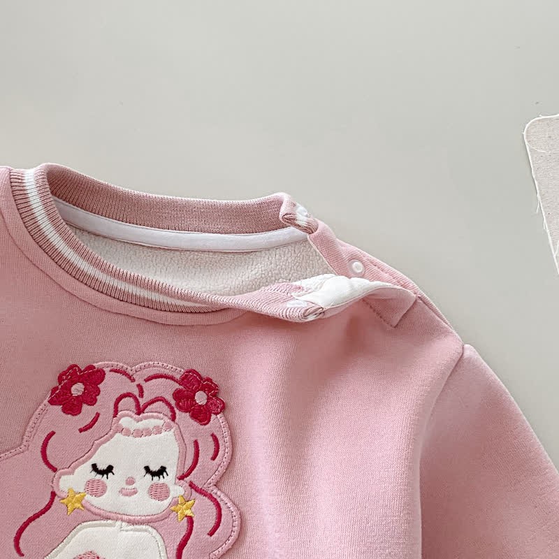 Baby Girl Mermaid Flower Quilted Pink Sweatshirt/Stripe Leggings - image 7