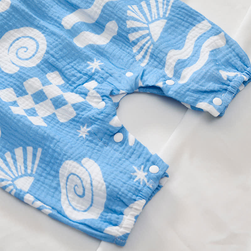 Baby Marine Print Romper with Hat - image 5