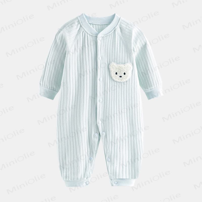  Baby Bear Patch Simple Soft Romper - Blue - 12-24M - image 2