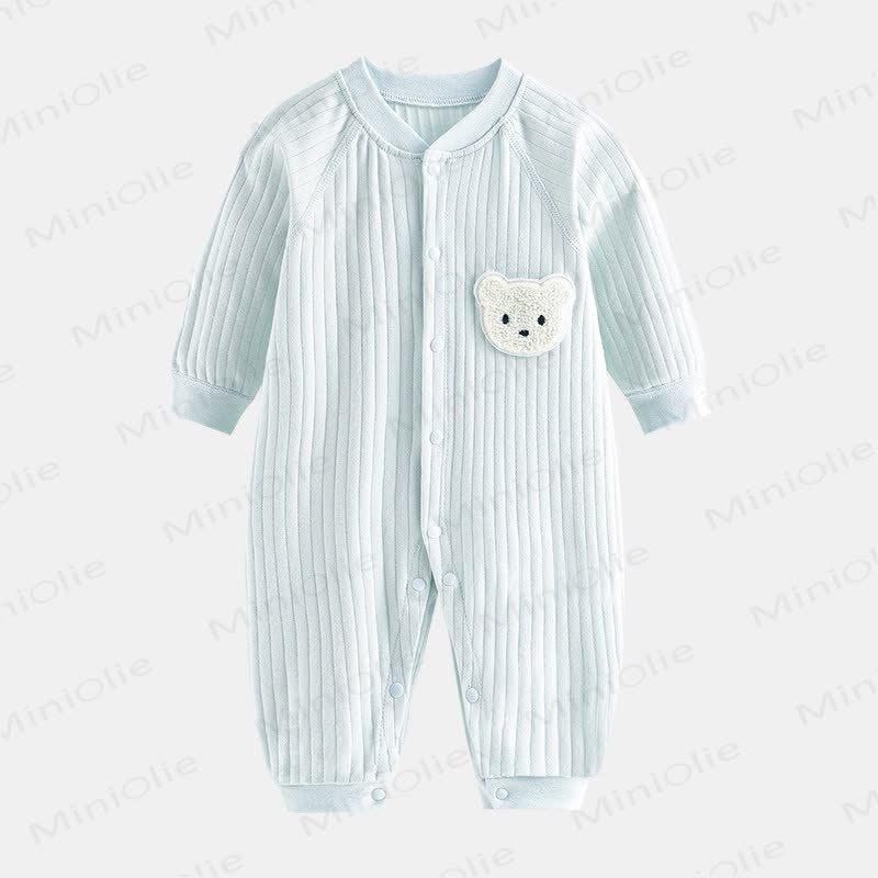 Baby Bear Patch Simple Soft Romper - Blue - 12-24M - image 2