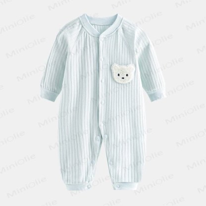  Baby Bear Patch Simple Soft Romper - Blue - 12-24M - image 2