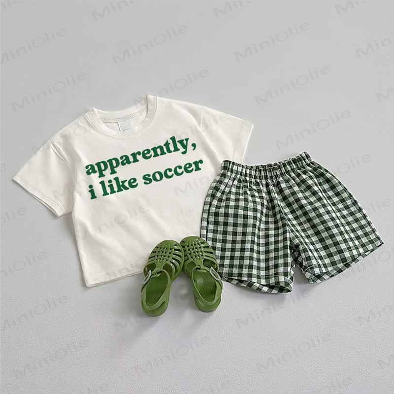 APPARENTLY, I LIKE SOCCER Baby Toddler Car Print Short-Sleeve Set - Green - 3-5T - image 1