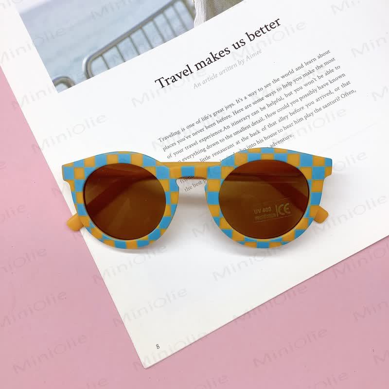 Baby Striped Checkerboard Sunglasses(1-6 Years) - Blue - image 2
