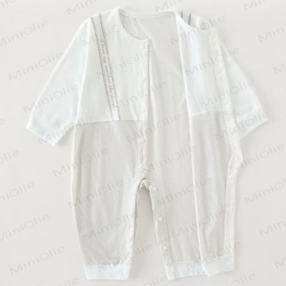 Baby White/Blue Bear Soft Romper - image 3