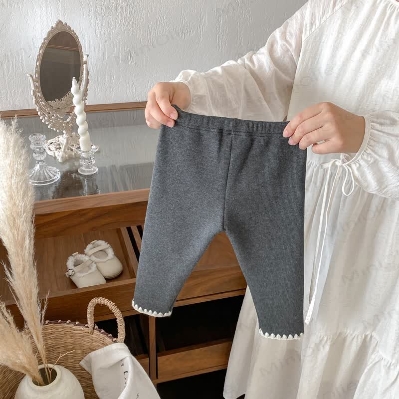 Baby Toddler Girl Knit Lace Fleece Lined Leggings - image 9