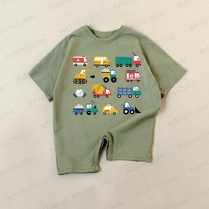Baby Construction Vehicles Green Romper - Green - 18-24M - image 1