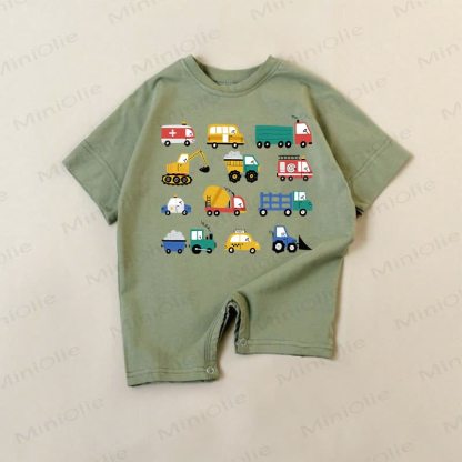 Baby Construction Vehicles Green Romper - Green - 18-24M - image 1