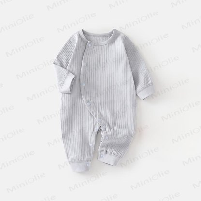 Baby Solid Color Ribbed Pajamas Romper - Blue - 18-24M - image 6