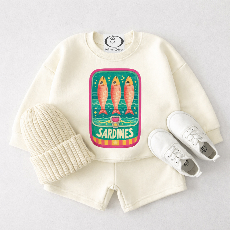 SARDINES Baby Cream White Sweatshirt and Shorts 2-piece Set - Cream White - 3-4T - image 1