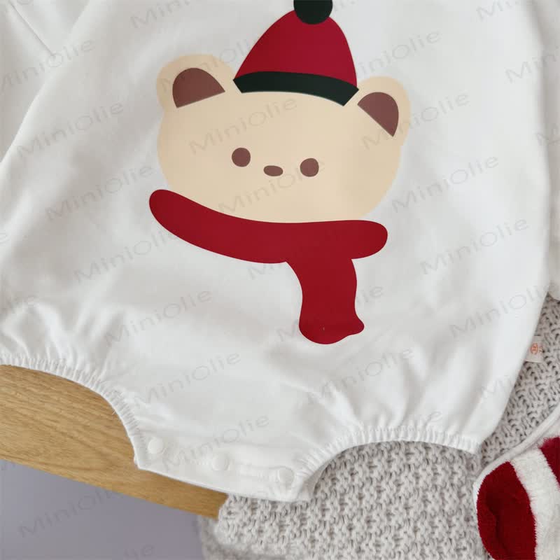 Baby Christmas Bear Bodysuit/Socks/Hat - image 4