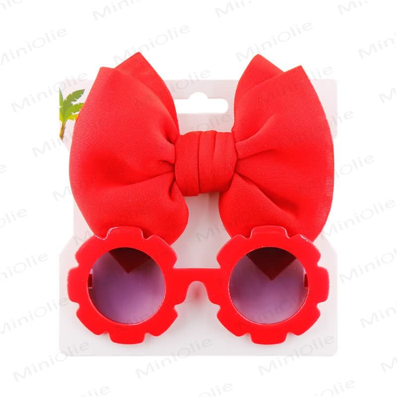 Baby Sunglasses and Bowknot Headband Set - Red - image 11
