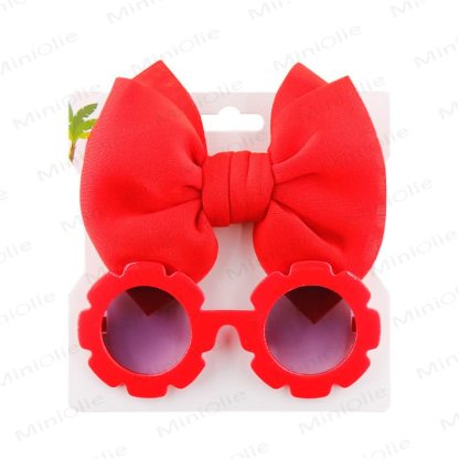 Baby Sunglasses and Bowknot Headband Set - Red - image 11