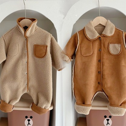  Baby Polo Reversible Fleece Romper - Brown - 18-24M - image 11