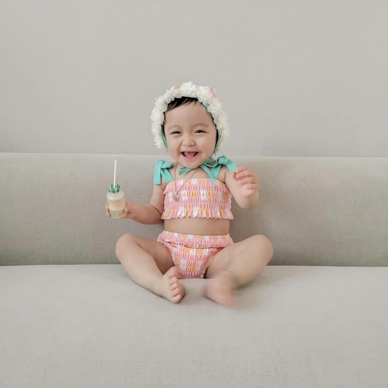 Baby Girls Floral Print One-piece or Smocked Two-piece Swimsuit with Swim Cap - image 8