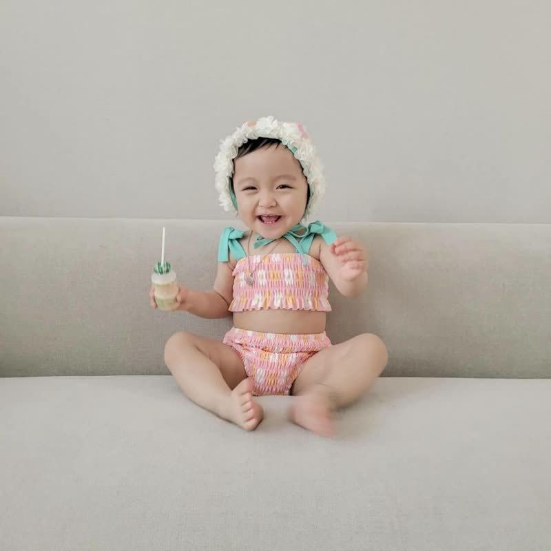 Baby Girls Floral Print One-piece or Smocked Two-piece Swimsuit with Swim Cap - image 8