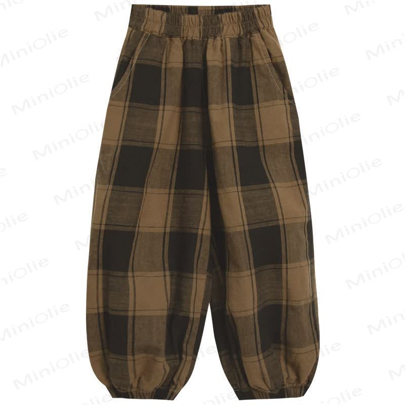 Toddler Boys Coffee Plaid Loose Jogger Pants - image 5