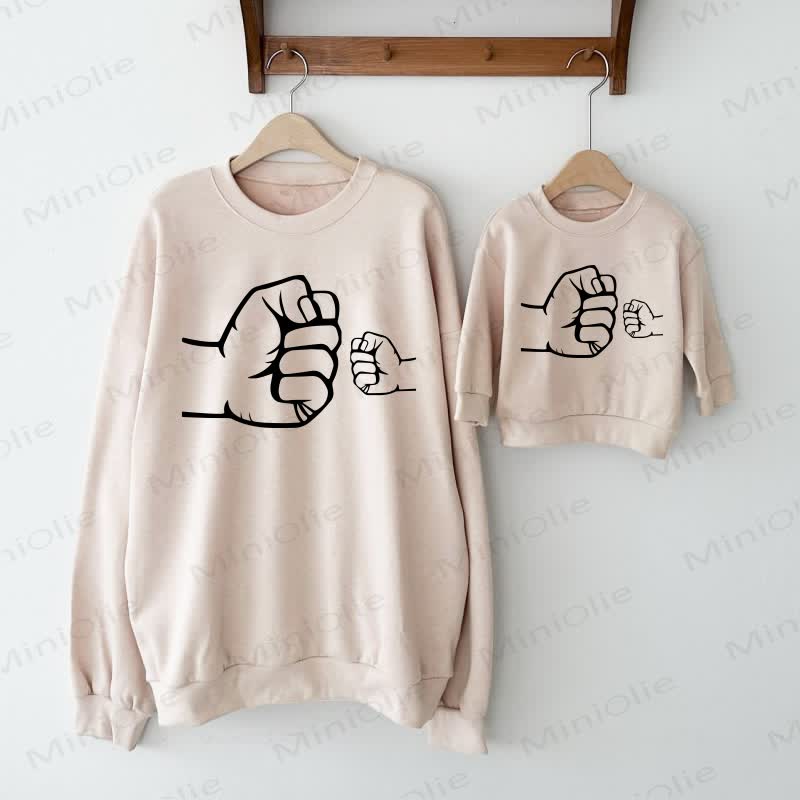 Daddy and Me Fist Sweatshirt  - Beige - Adult Sweatshirt: XL - image 1