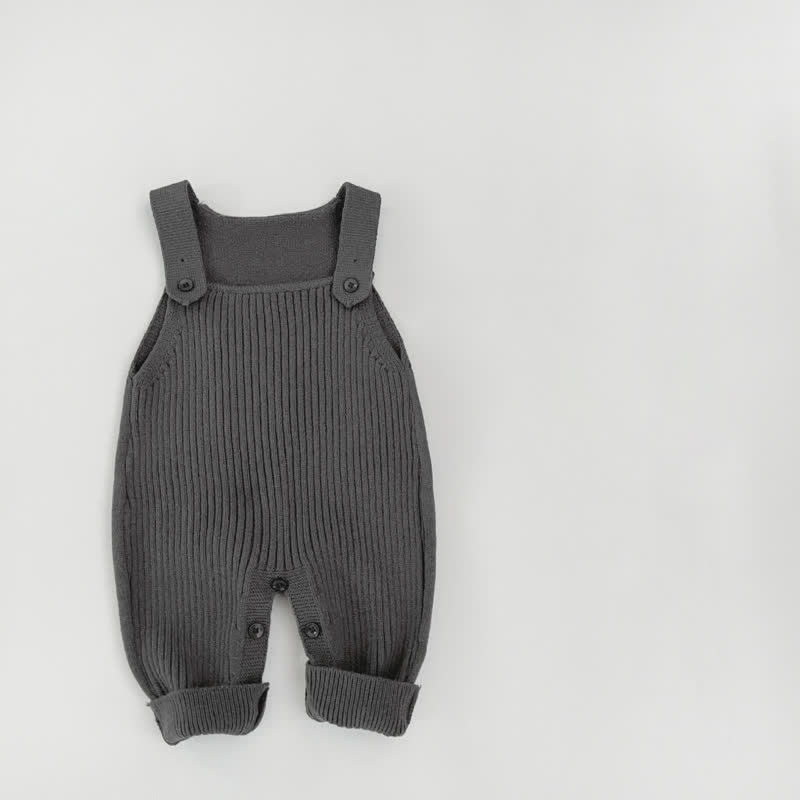 Baby Solid Color Knitted Overalls - Grey - 2-3T - image 9