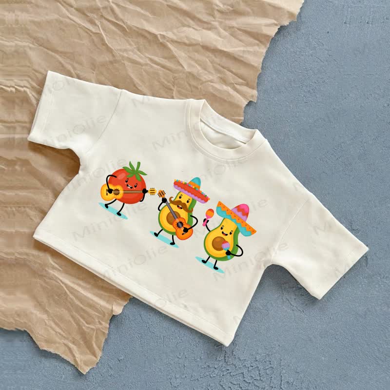 Baby Avocado and Tomato Band Summer Casual T-Shirt - White - 2-3T - image 1