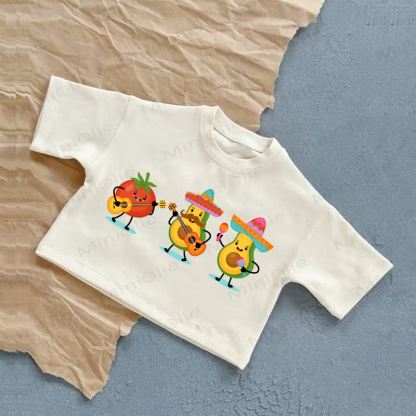Baby Avocado and Tomato Band Summer Casual T-Shirt - White - 2-3T - image 1