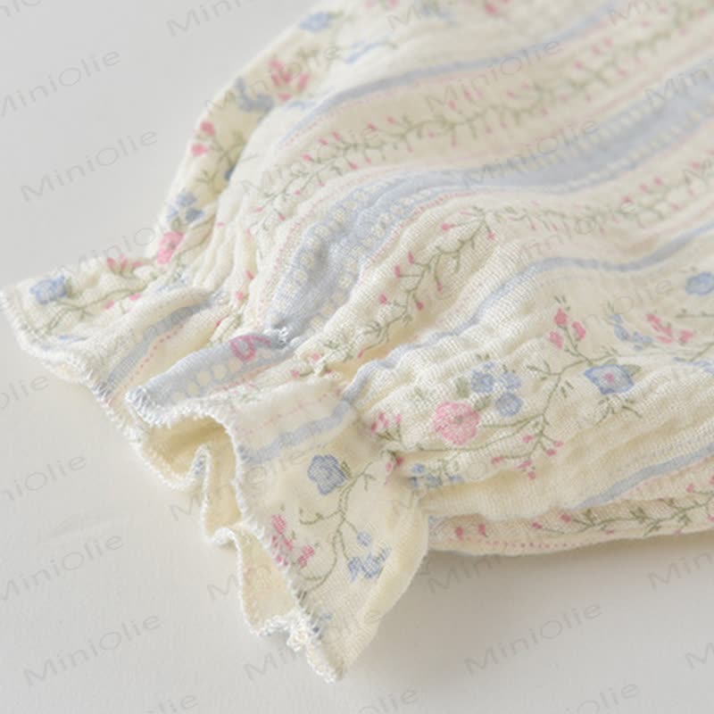 Baby Girls Beige Floral Lace Bib Collar Romper - image 5