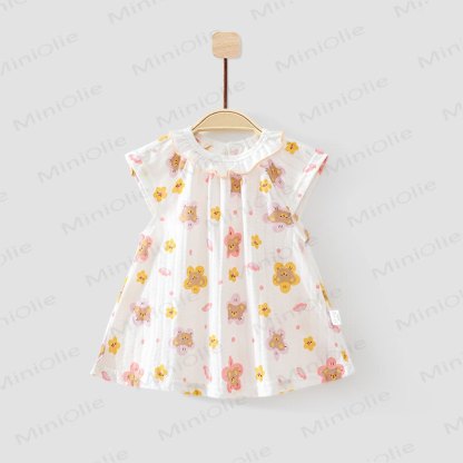 Baby Toddler Girl Fruit/Floral Print Summer Dress - Yellow Bear - 3-4T - image 3